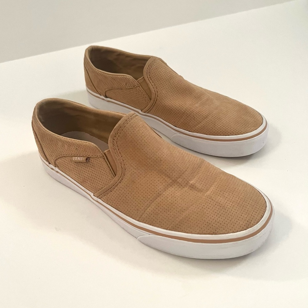 Vans Slip-On Suede Sneakers in Tan - Picture 1 of 13